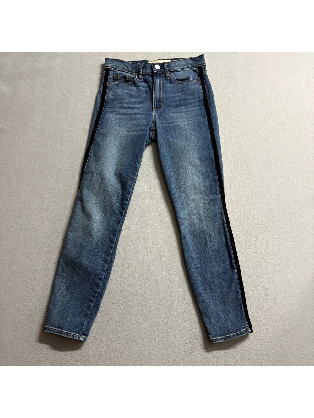 Gap 1969 True Skinny Super High Rise Jeans Womens 26R Blue Velvet Side Stripe